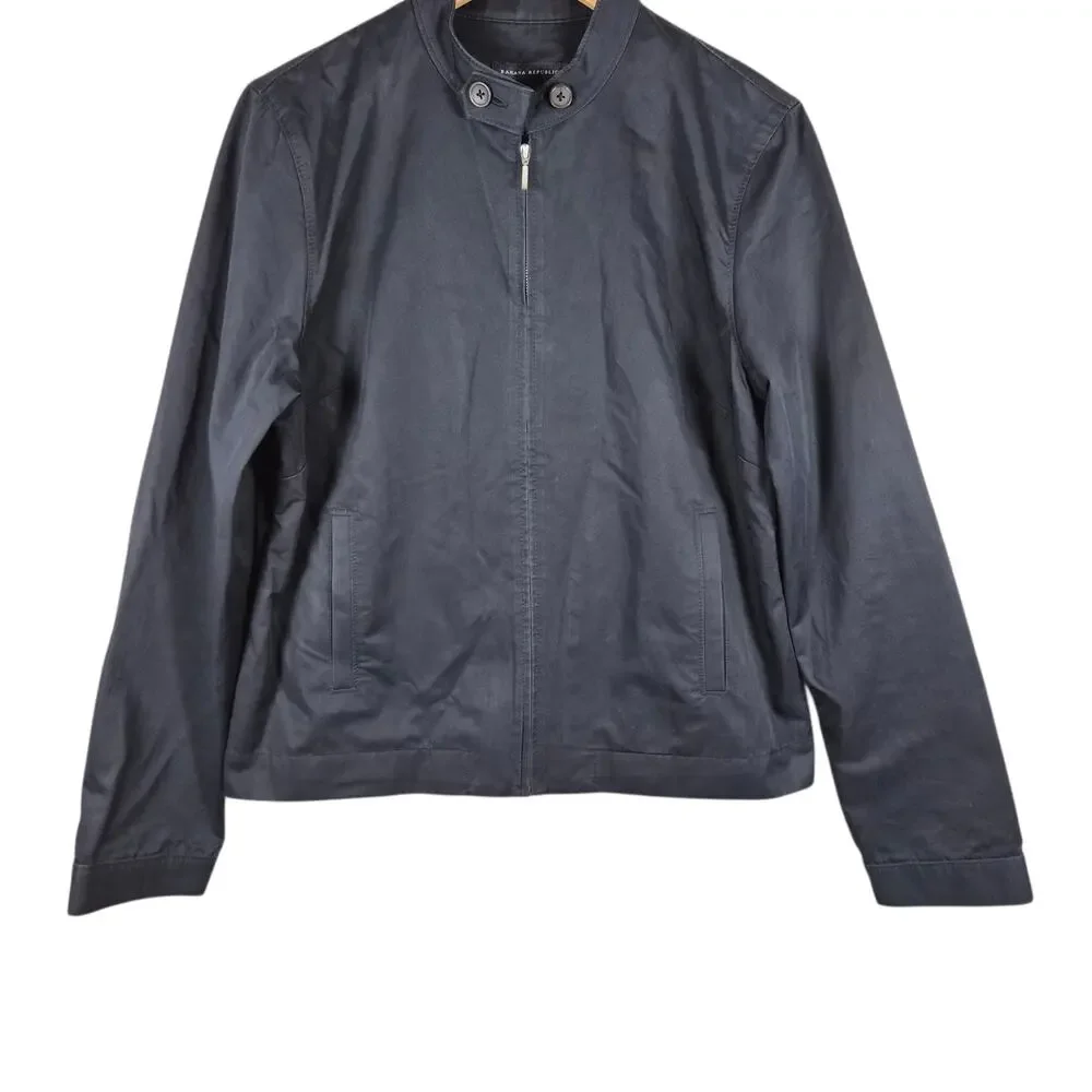 VTG Y2k Banana Republic Mens Heritage Cotton Full Zip Jacket Black L Archive